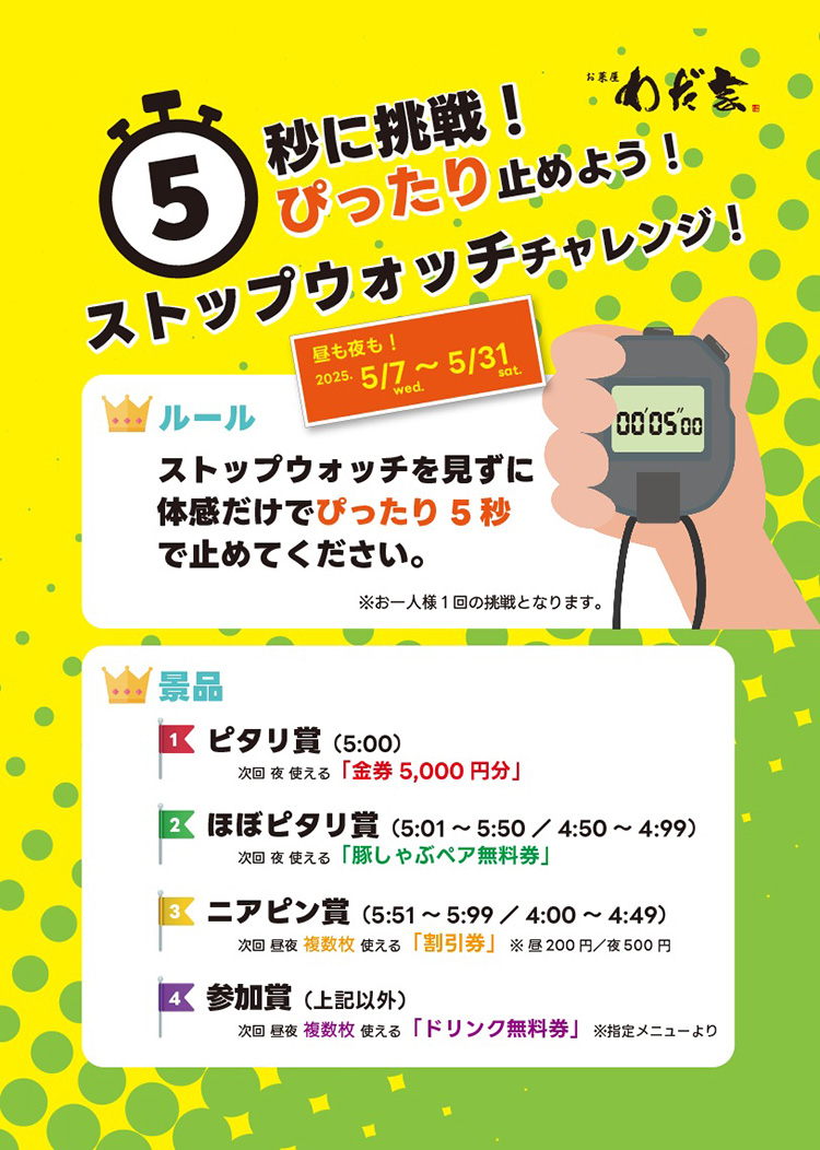 わだ家 ストップウォッチチャレンジ